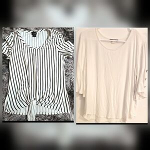 BUNDLE Gyft & RUE 21 WHITE TOP AND LINED BLACK & WHITE LARGE SOFT TOPS $50 VALUE
